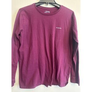 Columbia Women’s Purple Long Sleeve Logo Tee Floral Sleeve Size L